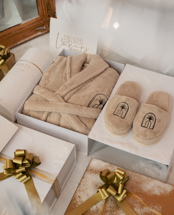 Bathrobe and slippers | Gift set | Latte