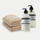 2x Guest Towels Latte + Marie-Stella-Maris Hand Soap & Hand Lotion Lemon Notes