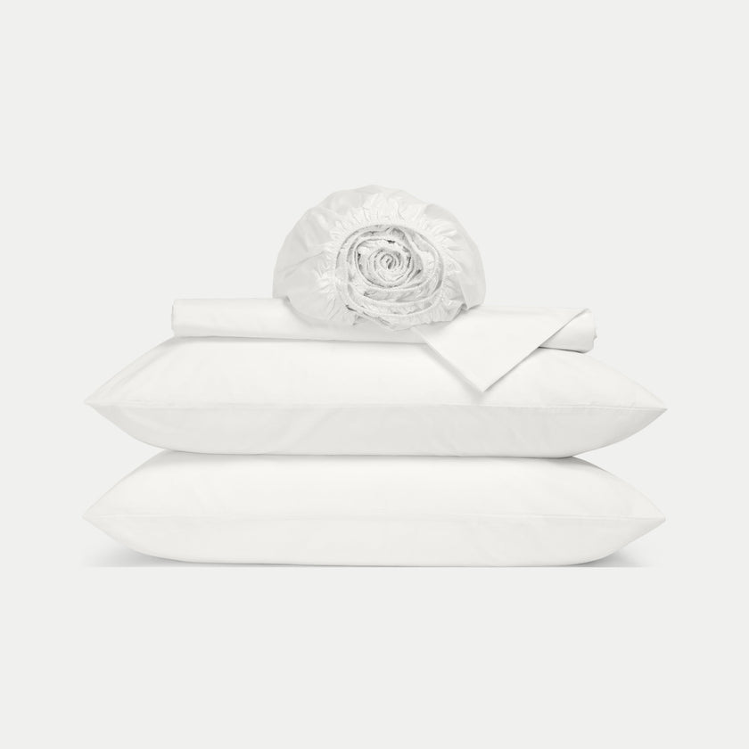 Duvet Cover Set & Fitted Sheet Percale | Chalk White