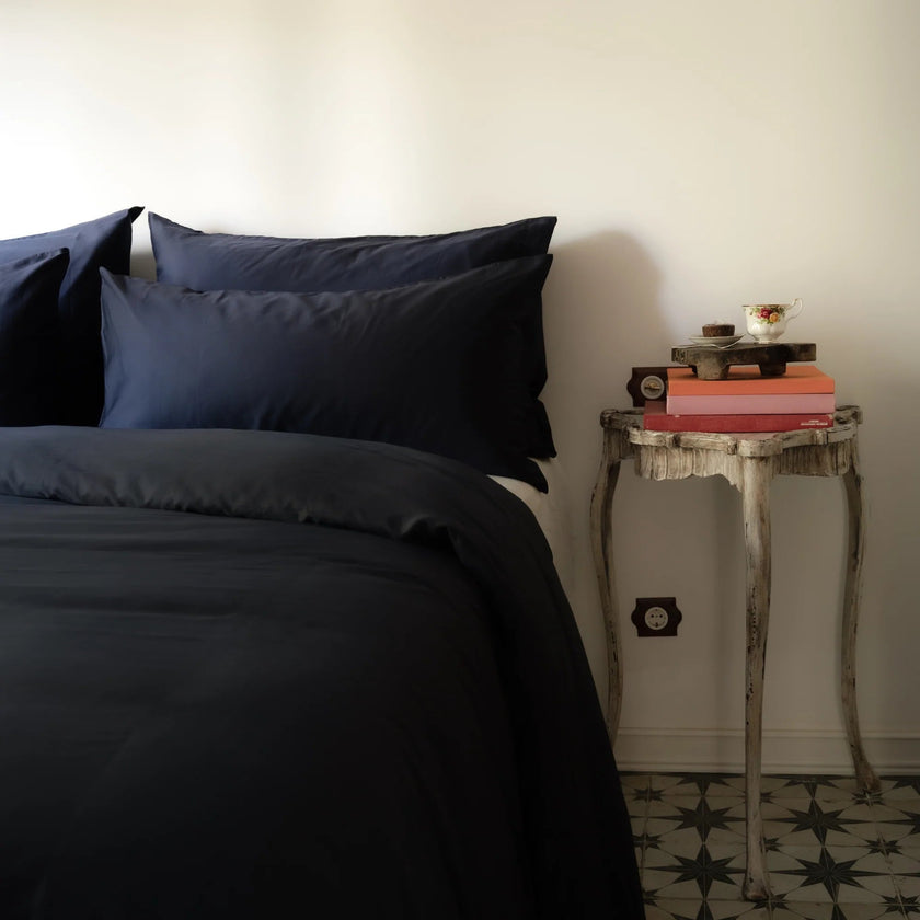 Set of 2 Pillowcases Egyptian Cotton Sateen 400TC | Harbour Blue