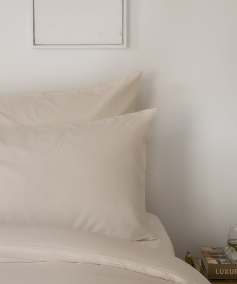 Set of 2 Pillowcases Egyptian Cotton Sateen 400TC | Cream