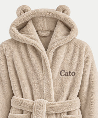Kinderbadjas zero-twist katoen met borduursel | Latte Kinderbadjas zero-twist katoen met borduursel | Latte