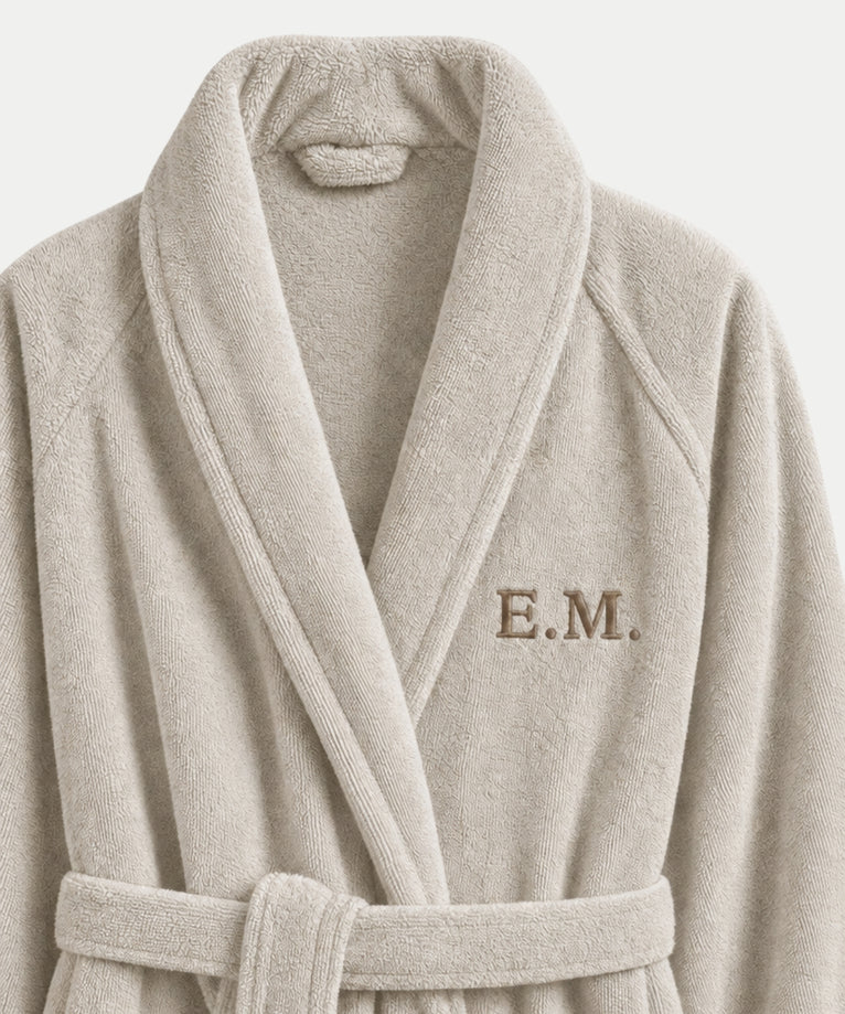 Bathrobe zero-twist cotton with embroidery | Pebble Beach