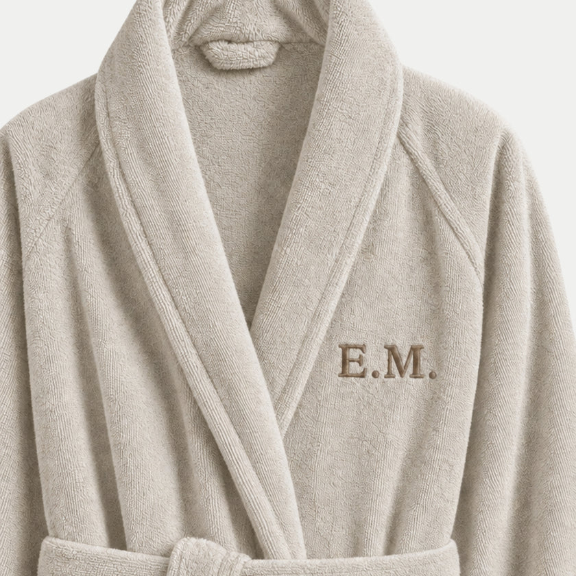 Bathrobe zero-twist cotton with embroidery | Pebble Beach