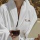 Bathrobe zero-twist cotton with embroidery | White