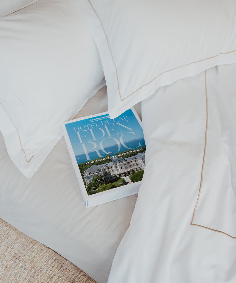Duvet Cover Set Egyptian Cotton Percale 400TC | Carmel White