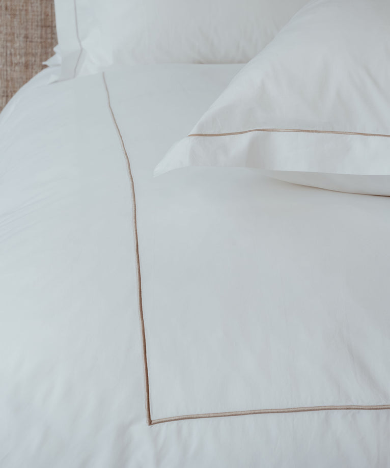 Duvet Cover Set Egyptian Cotton Percale 400TC | Carmel White