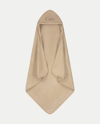 Baby Hooded Towel zero-twist cotton with embroidery | Latte Baby Hooded Towel zero-twist cotton with embroidery | Latte