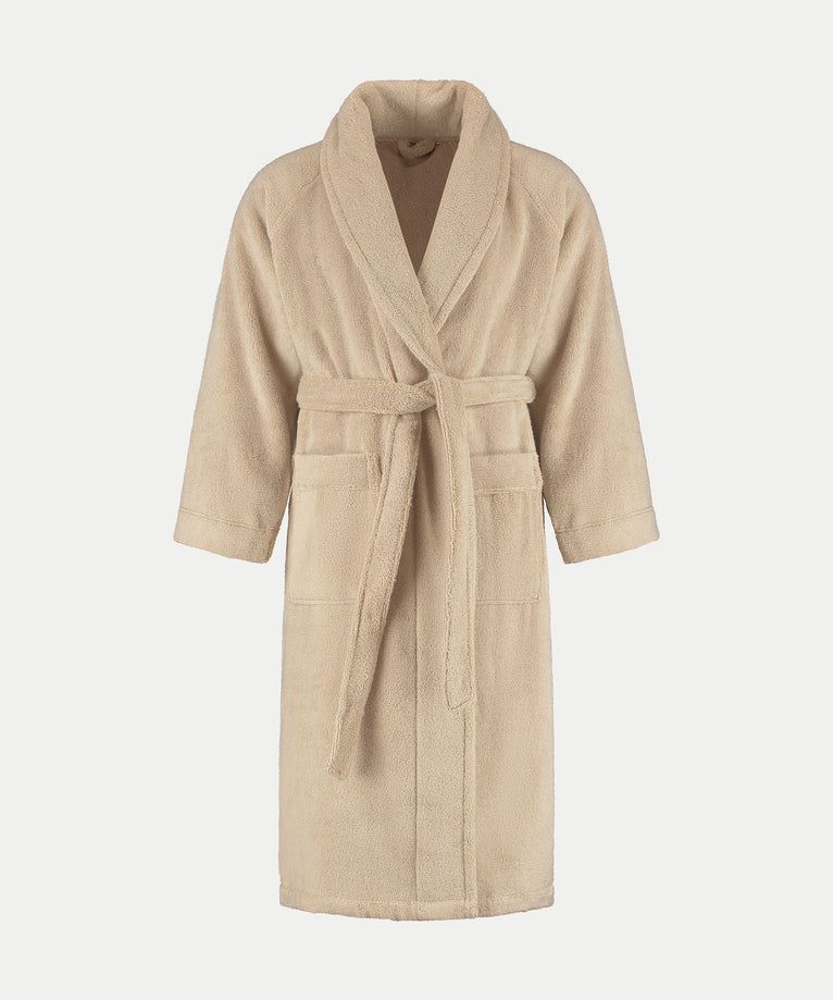 Badjas zero-twist katoen met borduursel | Latte