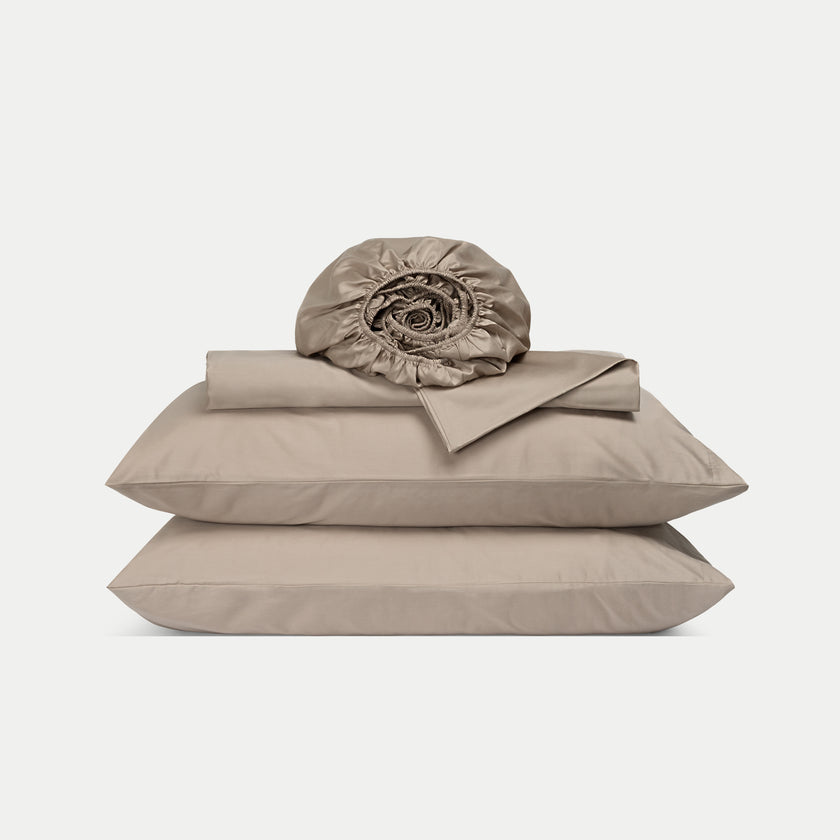 Duvet Cover Set + Fitted Sheet Egyptian Cotton Sateen | Champagne