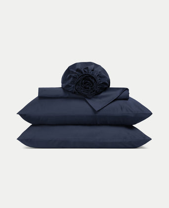 Duvet Cover Set & Fitted Sheet Sateen Harbour Blue Duvet Cover Set & Fitted Sheet Sateen Harbour Blue
