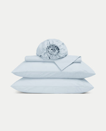 Duvet Cover Set & Fitted Sheet Sateen | Pastel Blue Duvet Cover Set & Fitted Sheet Sateen | Pastel Blue