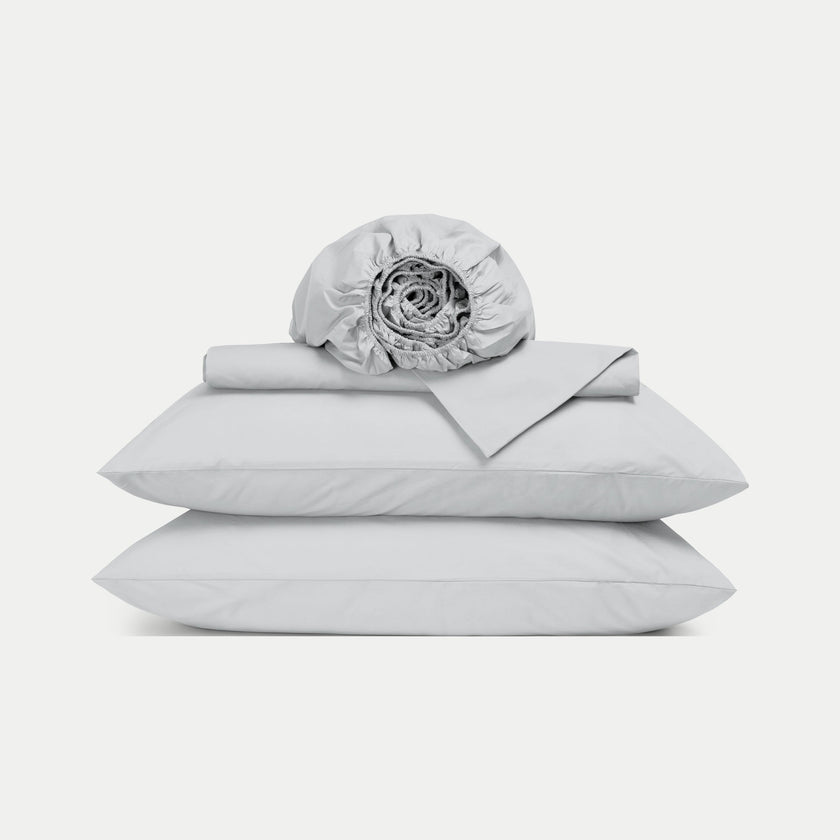 Duvet Cover Set & Fitted Sheet Percale | Silver Grey