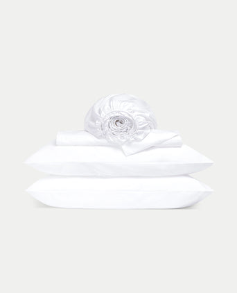 Duvet Cover Set & Fitted Sheet Sateen White Duvet Cover Set & Fitted Sheet Sateen White