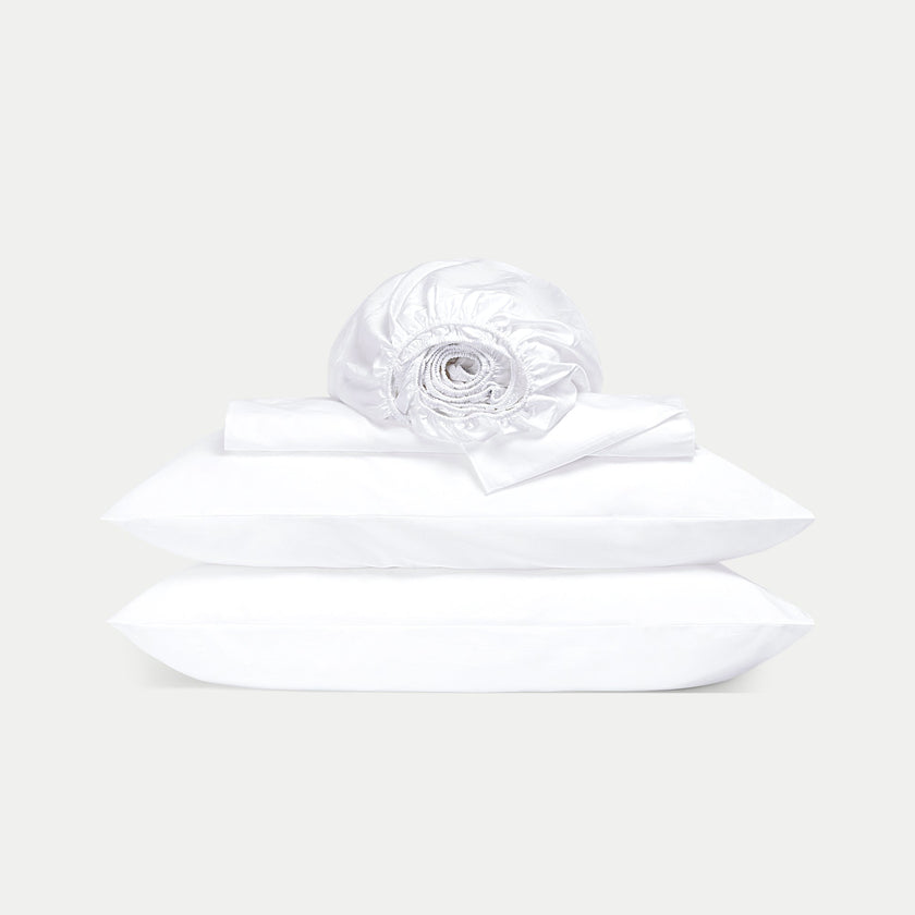 Duvet Cover Set & Fitted Sheet Sateen | White