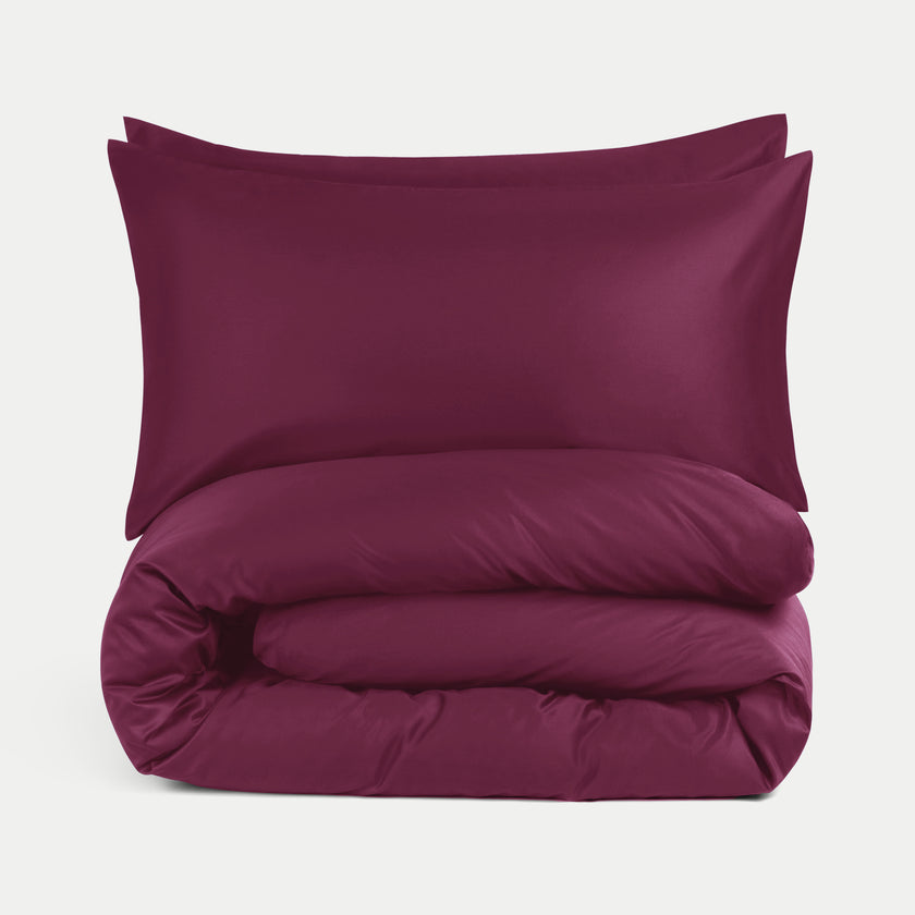 DOUXE Duvet Cover Set Egyptian Cotton Sateen 400TC | Burgundy | Limited Edition