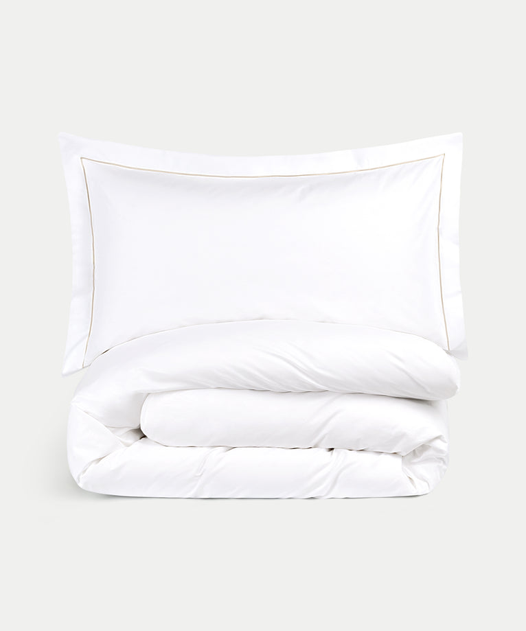 Duvet Cover Set Egyptian Cotton Percale 400TC | Carmel White