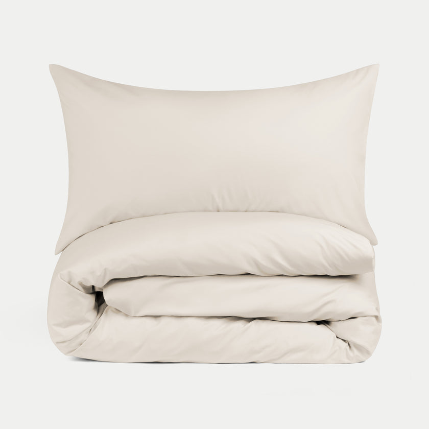 Duvet Cover Set & Fitted Sheet Percale | Chalk White