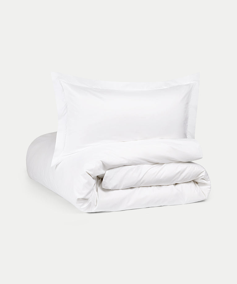 Duvet Cover Set Egyptian Cotton Percale 400TC | White Flange