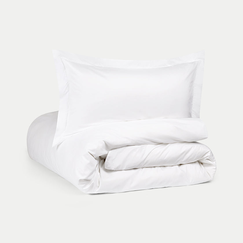 Duvet Cover Set Egyptian Cotton Percale 400TC | White Flange