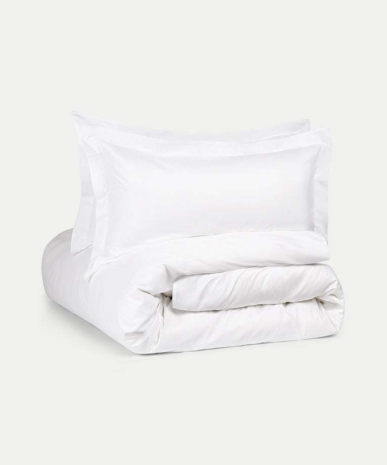 Duvet Cover Set Egyptian Cotton Percale 400TC | White Flange