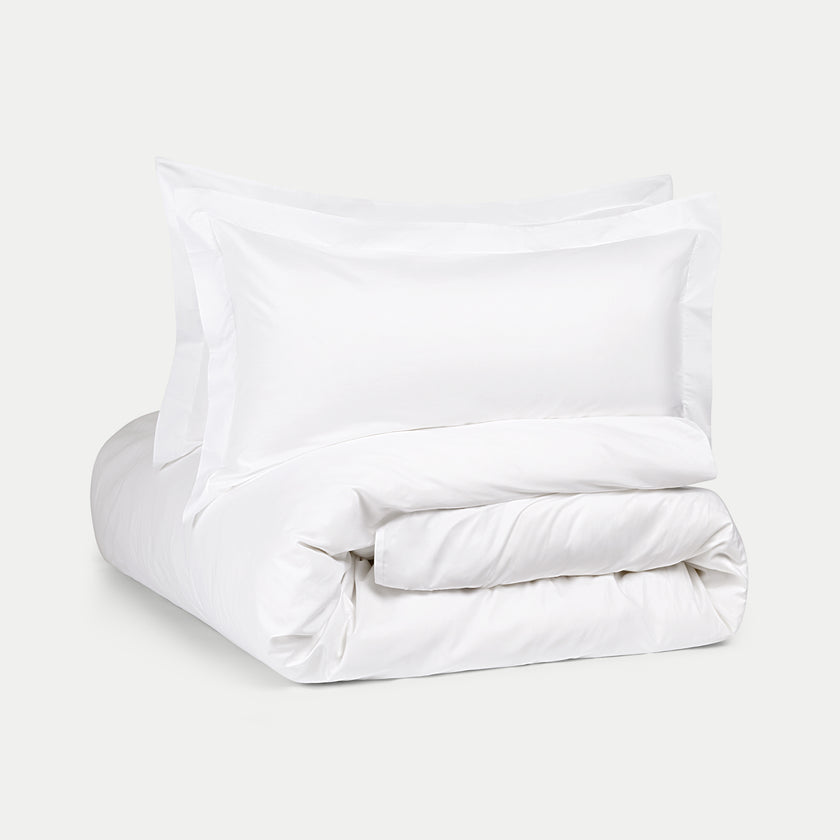 Duvet Cover Set Egyptian Cotton Percale 400TC | White Flange