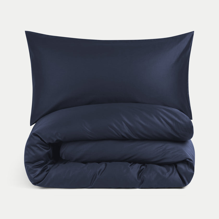 Duvet Cover Set & Fitted Sheet Sateen | Harbour Blue