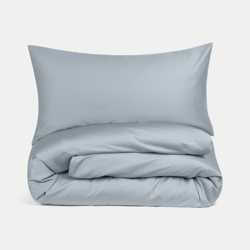 Duvet Cover Set Egyptian Cotton Sateen 400 TC | Misty Blue