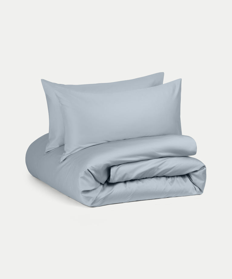 Duvet Cover Set Egyptian Cotton Sateen 400 TC | Misty Blue