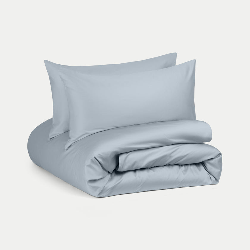 Duvet Cover Set Egyptian Cotton Sateen 400 TC | Misty Blue