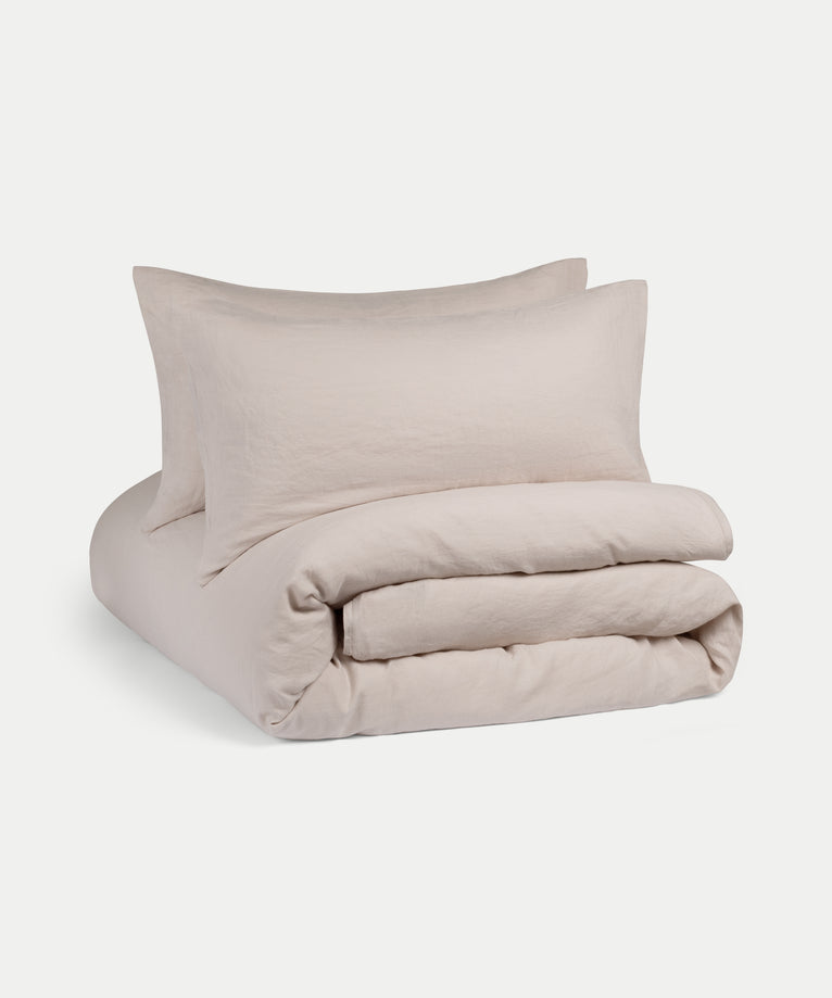 Duvet Cover Set & Fitted Sheet Washed Linen | Oat