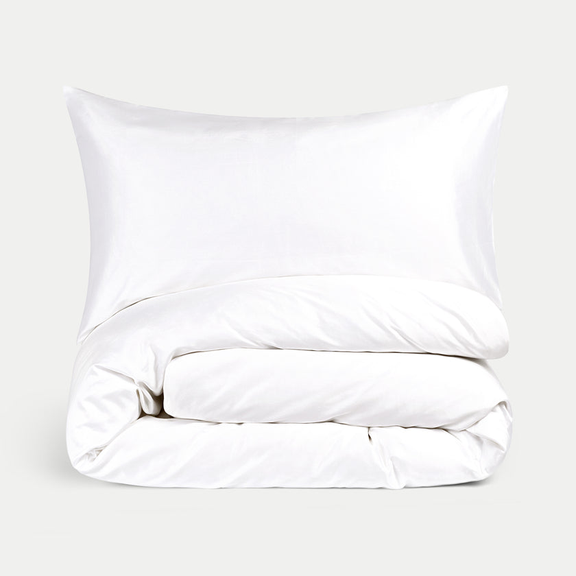 Okura Duvet Cover Set Egyptian Cotton 600TC Sateen | White