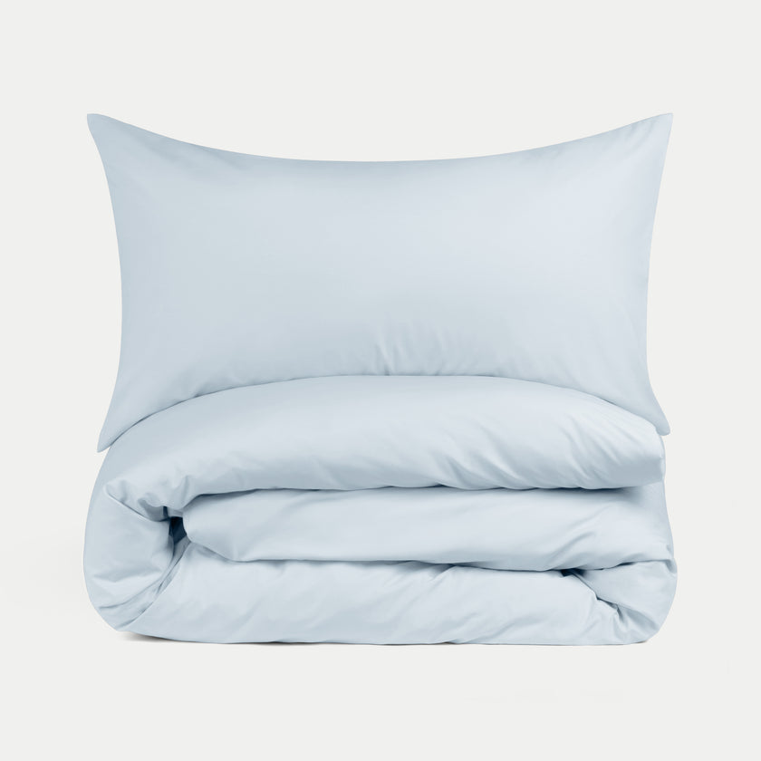 Duvet Cover Set Egyptian Cotton Percale 400 TC | Pastel Blue