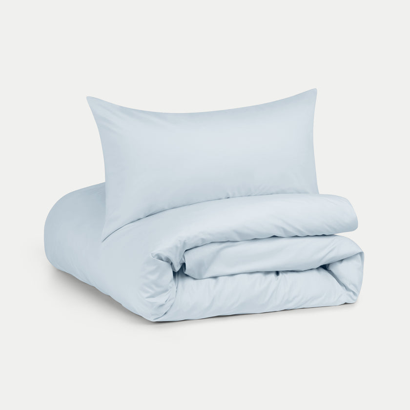 Duvet Cover Set Egyptian Cotton Percale 400 TC | Pastel Blue