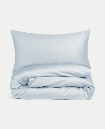 Duvet Cover Set & Fitted Sheet Sateen | Pastel Blue Duvet Cover Set & Fitted Sheet Sateen | Pastel Blue