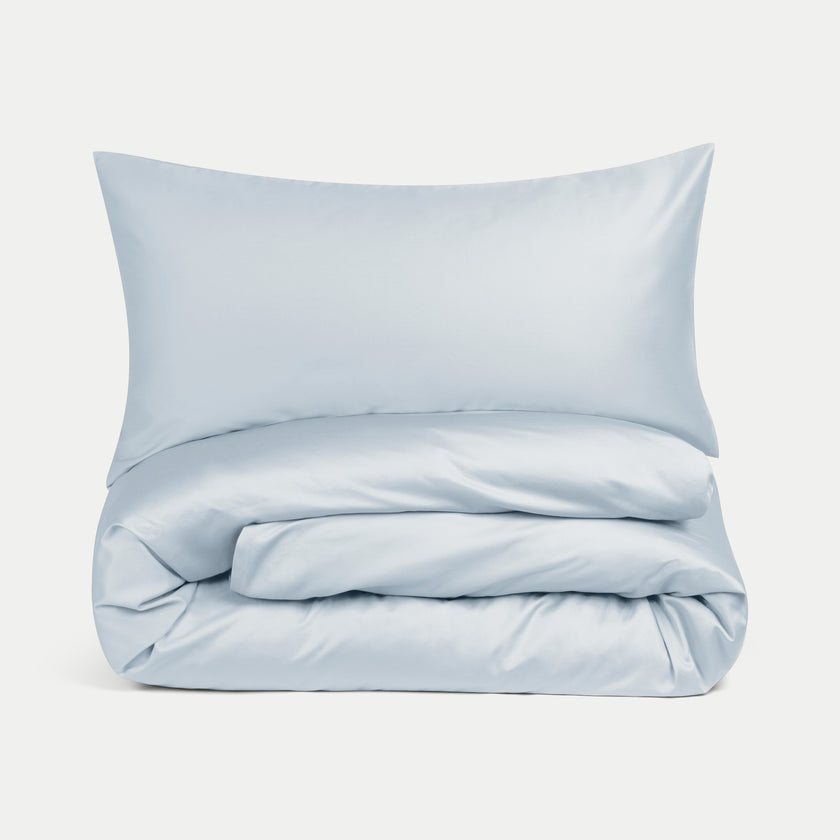Duvet Cover Set & Fitted Sheet Sateen | Pastel Blue