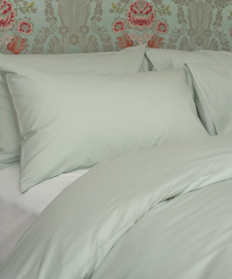 Set of 2 Pillowcases Egyptian Cotton Percale 400TC | Pastel Green