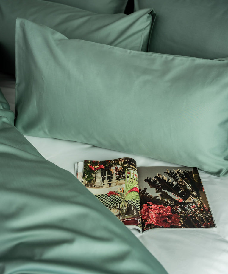 Set of 2 Pillowcases Egyptian Cotton 400TC Sateen | Sage Green