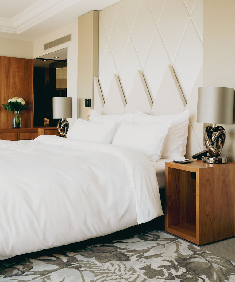 Okura Duvet Cover Set Egyptian Cotton 600TC Sateen | White