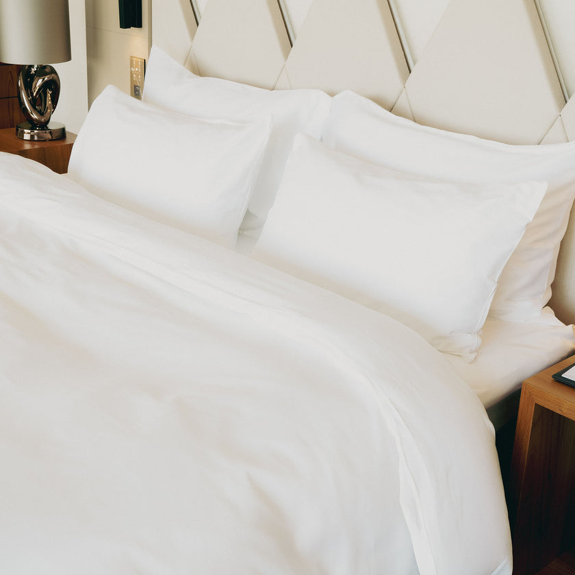 Okura Duvet Cover Set Egyptian Cotton 600TC Sateen | White