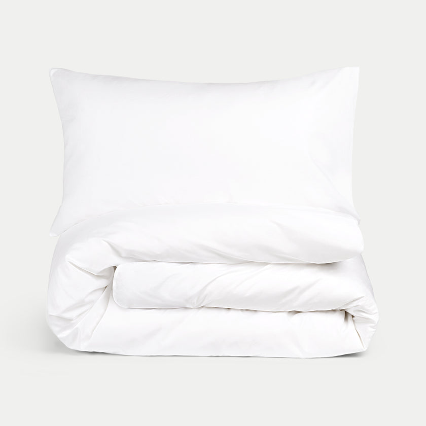 Duvet Cover Set & Fitted Sheet Percale | White