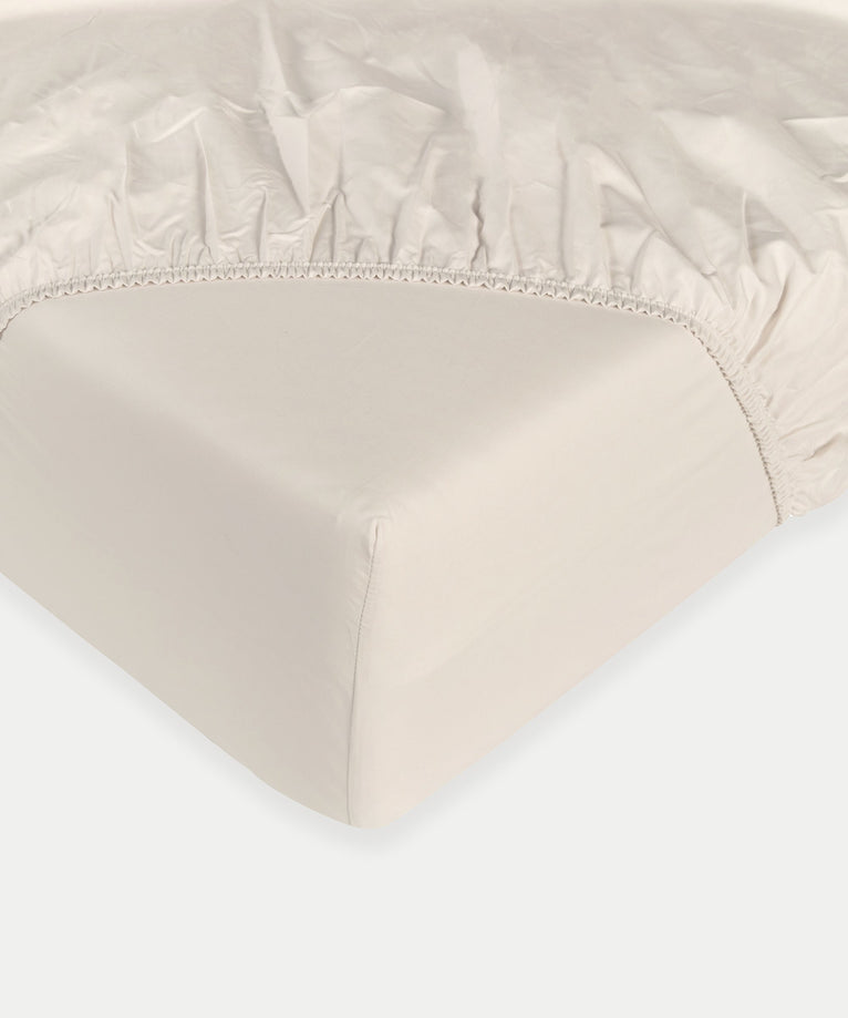 Kids Fitted Sheet Egyptian Cotton Percale 400TC Chalk White - Petit Hôtel