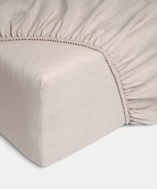 Fitted Sheet 100% Washed Linen | Oat Fitted Sheet 100% Washed Linen | Oat