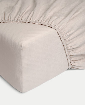 Fitted Sheet 100% Washed Linen | Oat Fitted Sheet 100% Washed Linen | Oat