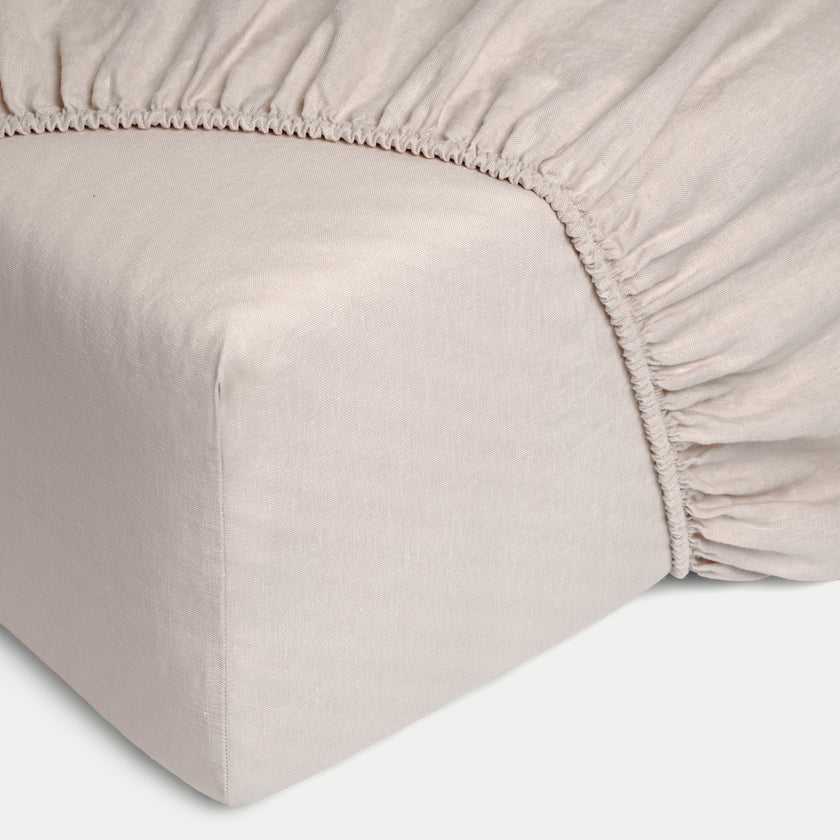 Fitted Sheet 100% Washed Linen | Oat