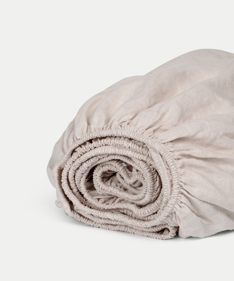 Fitted Sheet 100% Washed Linen | Oat