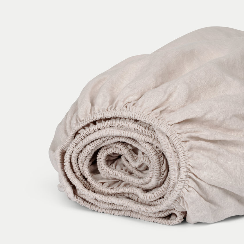 Fitted Sheet 100% Washed Linen | Oat
