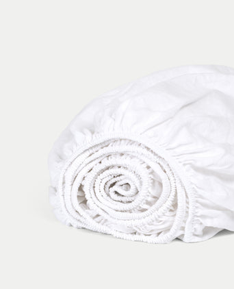 Fitted Sheet 100% Washed Linen | White Fitted Sheet 100% Washed Linen | White