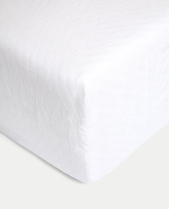 Fitted Sheet 100% Washed Linen | White Fitted Sheet 100% Washed Linen | White
