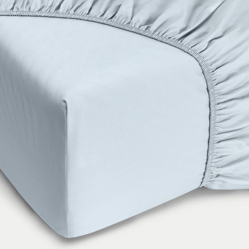 Kids Fitted Sheet Egyptian Cotton Percale 400TC Pastel Blue - Petit Hôtel
